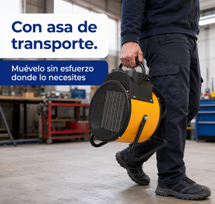 Termoventilador Cerámico Industrial con Termostato - Amarillo