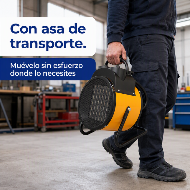 Termoventilador Cerámico Industrial con Termostato - Amarillo