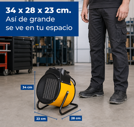 Termoventilador Cerámico Industrial con Termostato - Amarillo