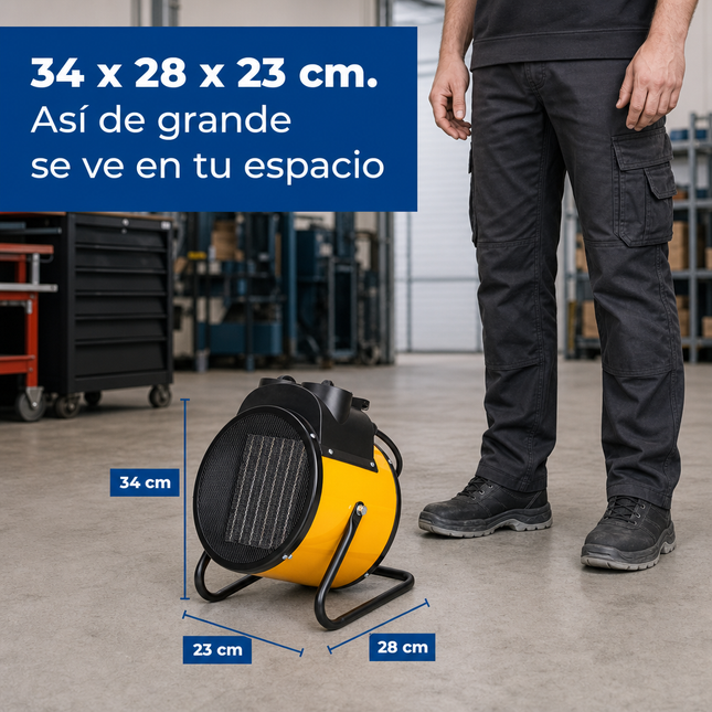 Termoventilador Cerámico Industrial con Termostato - Amarillo