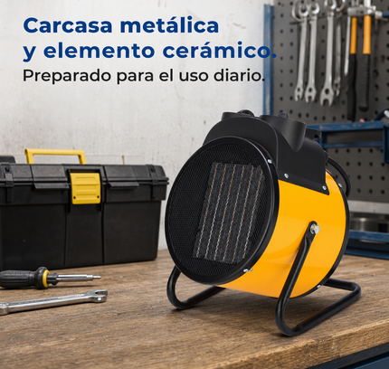 Termoventilador Cerámico Industrial con Termostato - Amarillo