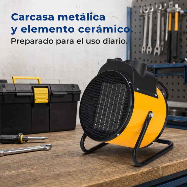 Termoventilador Cerámico Industrial con Termostato - Amarillo