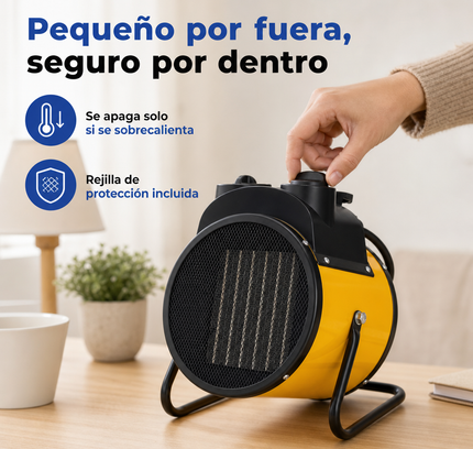 Termoventilador Cerámico Industrial con Termostato - Amarillo