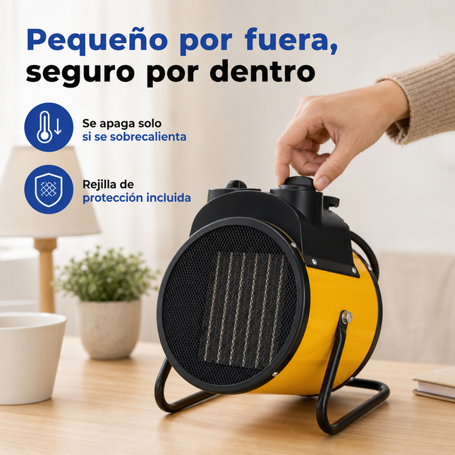 Termoventilador Cerámico Industrial con Termostato - Amarillo