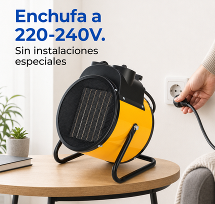 Termoventilador Cerámico Industrial con Termostato - Amarillo