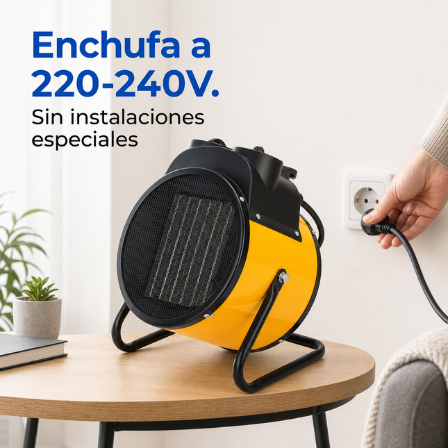 Termoventilador Cerámico Industrial con Termostato - Amarillo