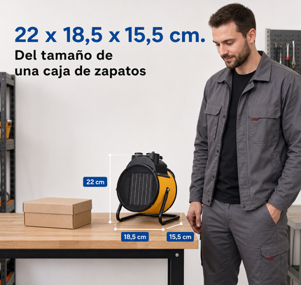 Termoventilador Cerámico Industrial con Termostato - Amarillo