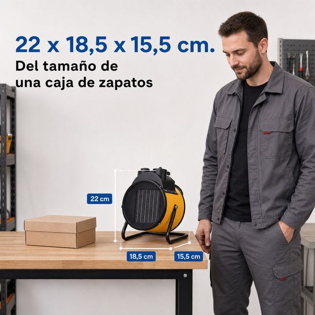 Termoventilador Cerámico Industrial con Termostato - Amarillo