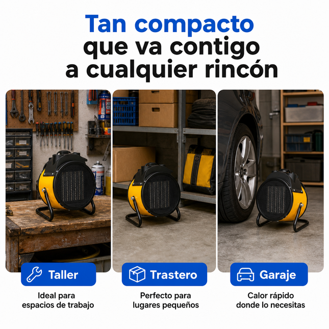 Termoventilador Cerámico Industrial con Termostato - Amarillo