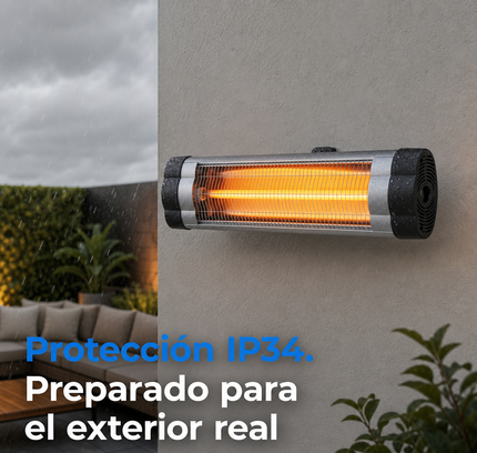 Calefactor Exterior de Cuarzo por Infrarrojos con Termostato - Negro/Cromo