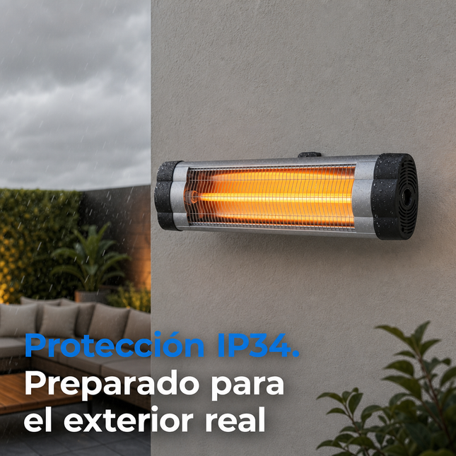 Calefactor Exterior de Cuarzo por Infrarrojos con Termostato - Negro/Cromo