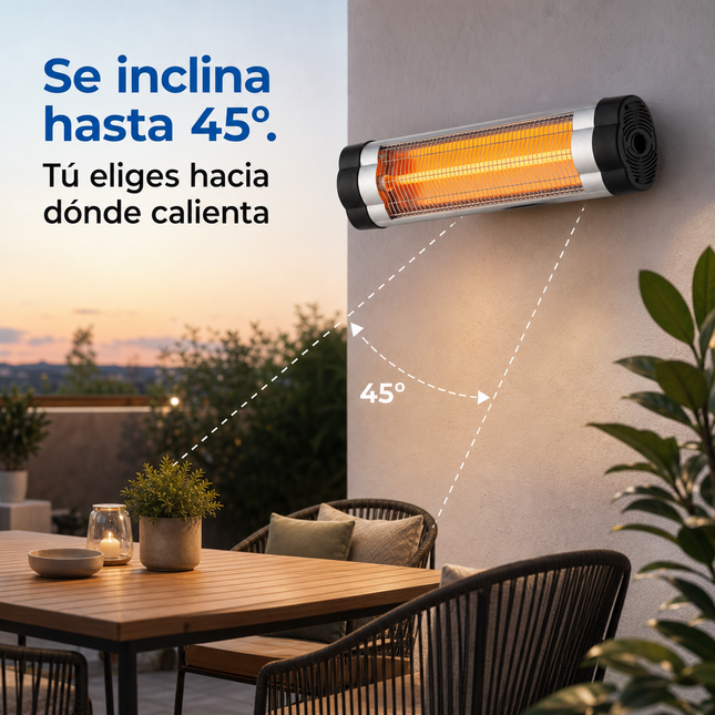 Calefactor Exterior de Cuarzo por Infrarrojos con Termostato - Negro/Cromo