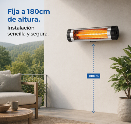 Calefactor Exterior de Cuarzo por Infrarrojos con Termostato - Negro/Cromo