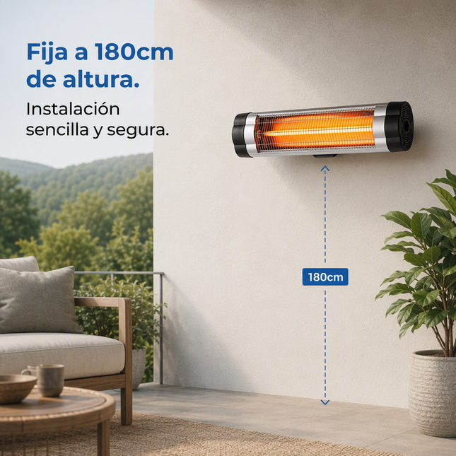 Calefactor Exterior de Cuarzo por Infrarrojos con Termostato - Negro/Cromo