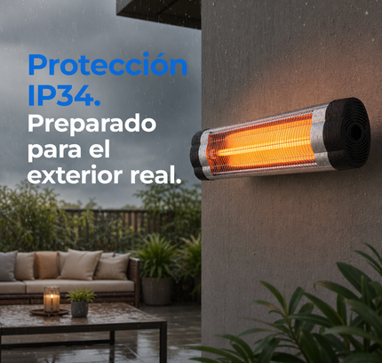 Calefactor Exterior de Cuarzo por Infrarrojos con Termostato - Negro/Cromo