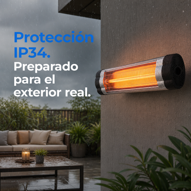 Calefactor Exterior de Cuarzo por Infrarrojos con Termostato - Negro/Cromo