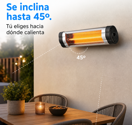 Calefactor Exterior de Cuarzo por Infrarrojos con Termostato - Negro/Cromo