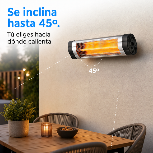 Calefactor Exterior de Cuarzo por Infrarrojos con Termostato - Negro/Cromo