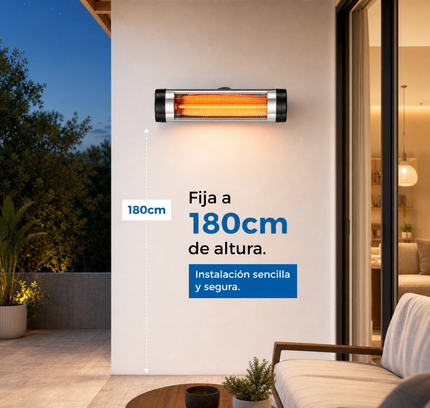 Calefactor Exterior de Cuarzo por Infrarrojos con Termostato - Negro/Cromo