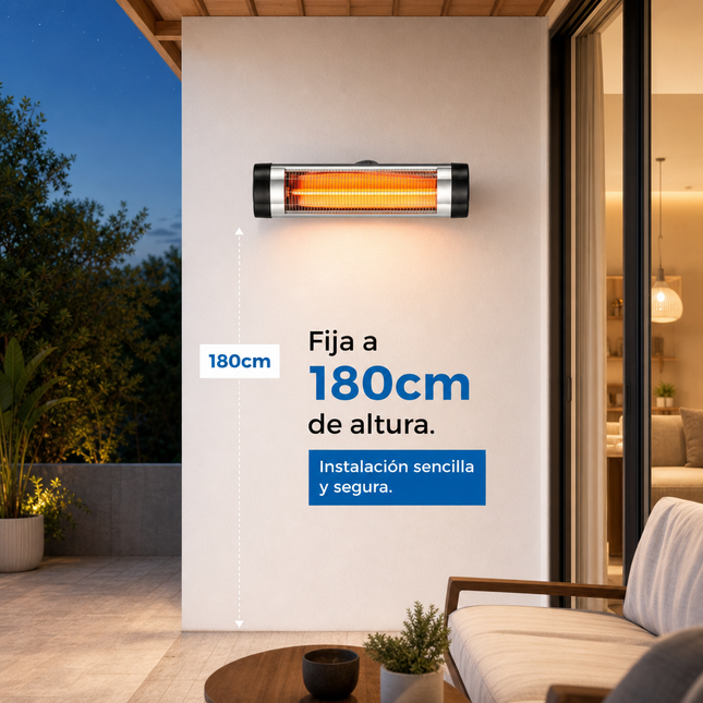 Calefactor Exterior de Cuarzo por Infrarrojos con Termostato - Negro/Cromo