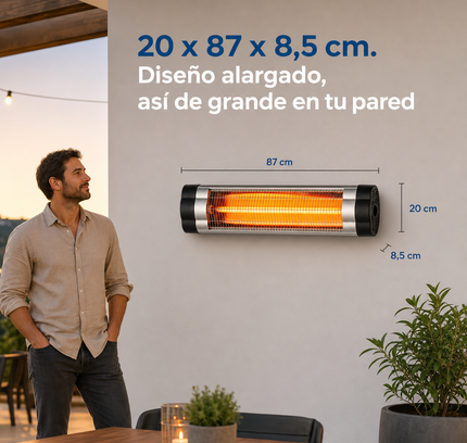 Calefactor Exterior de Cuarzo por Infrarrojos con Termostato - Negro/Cromo