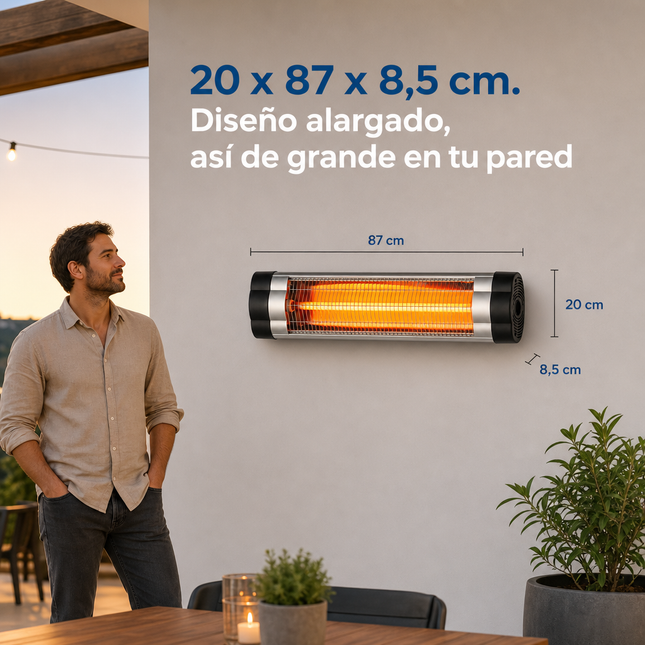 Calefactor Exterior de Cuarzo por Infrarrojos con Termostato - Negro/Cromo