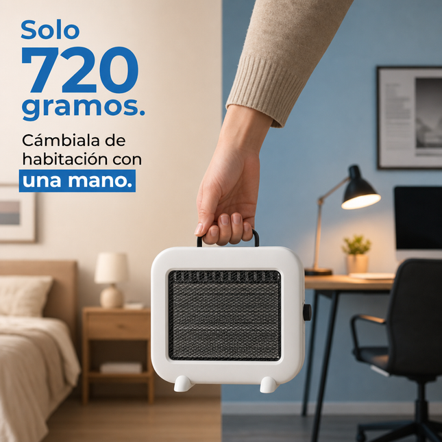 Estufa Eléctrica de Cuarzo 800W - Blanca con Asa