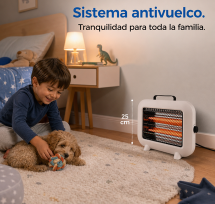 Estufa Eléctrica de Cuarzo 800W - Blanca con Asa