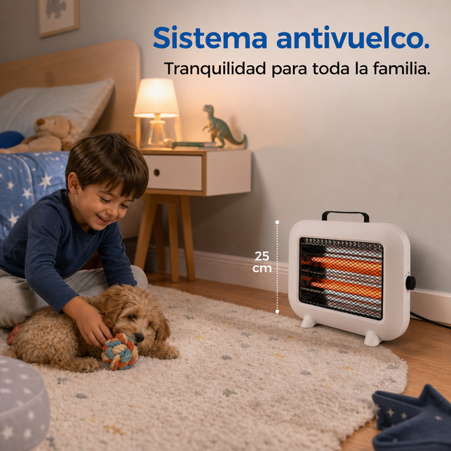 Estufa Eléctrica de Cuarzo 800W - Blanca con Asa