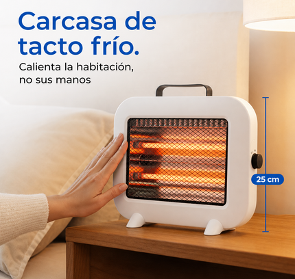 Estufa Eléctrica de Cuarzo 800W - Blanca con Asa