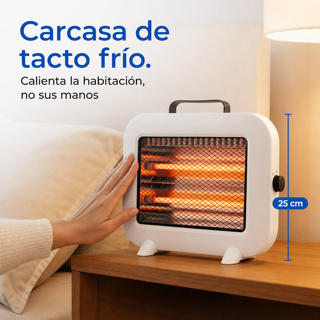 Estufa Eléctrica de Cuarzo 800W - Blanca con Asa