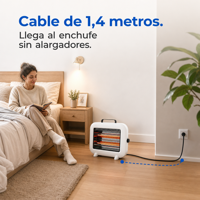 Estufa Eléctrica de Cuarzo 800W - Blanca con Asa