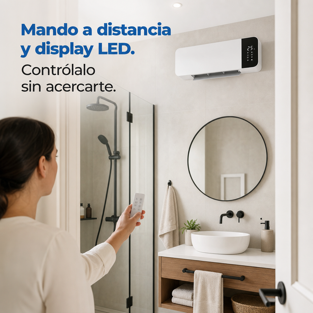 Split Cerámico de Pared 2000W con Mando a Distancia - Blanco