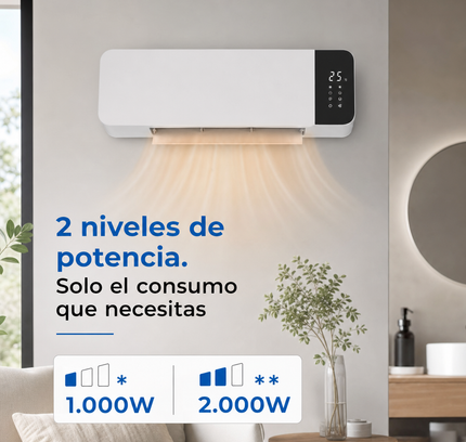 Split Cerámico de Pared 2000W con Mando a Distancia - Blanco