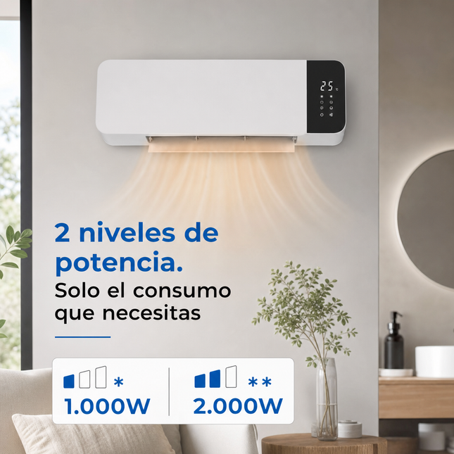 Split Cerámico de Pared 2000W con Mando a Distancia - Blanco