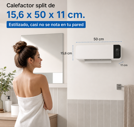 Split Cerámico de Pared 2000W con Mando a Distancia - Blanco