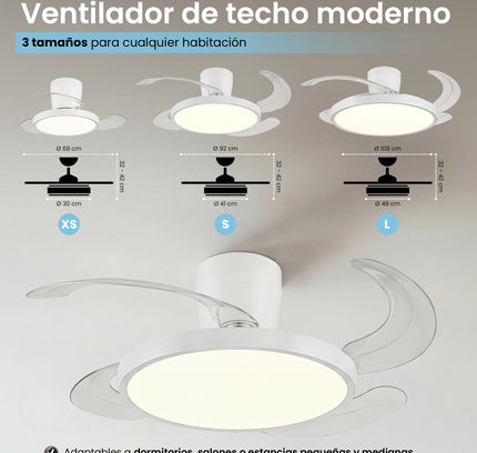 Ventilador de Techo con Luz Led Moderno - Nuevo Modelo