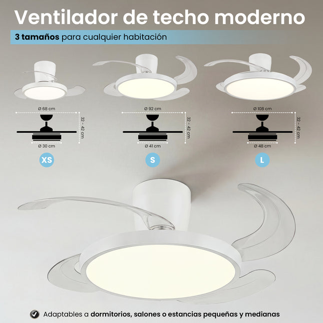 Ventilador de Techo con Luz Led Moderno - Nuevo Modelo
