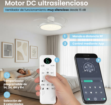 Ventilador de Techo con Luz Led Moderno - Nuevo Modelo
