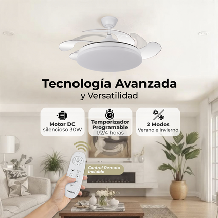 Ventilador de Aspas Retráctiles 107 cm con 32W y 4 Aspas