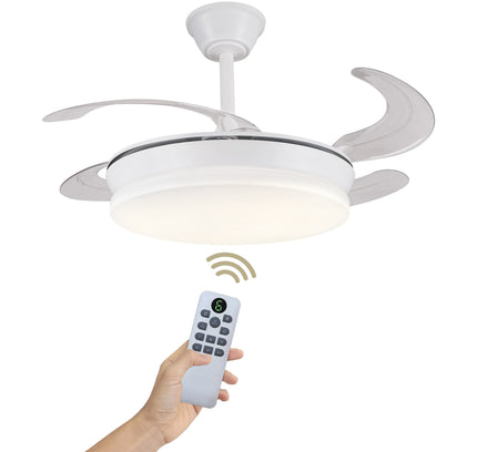 Ventilador de Techo LED 30W, Silencioso, 4 Aspas, Verano/Invierno