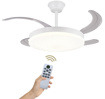 Ventilador de Techo LED 30W, Silencioso, 4 Aspas, Verano/Invierno