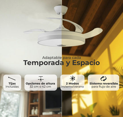 Ventilador de techo con Múscia y luz LED RGB