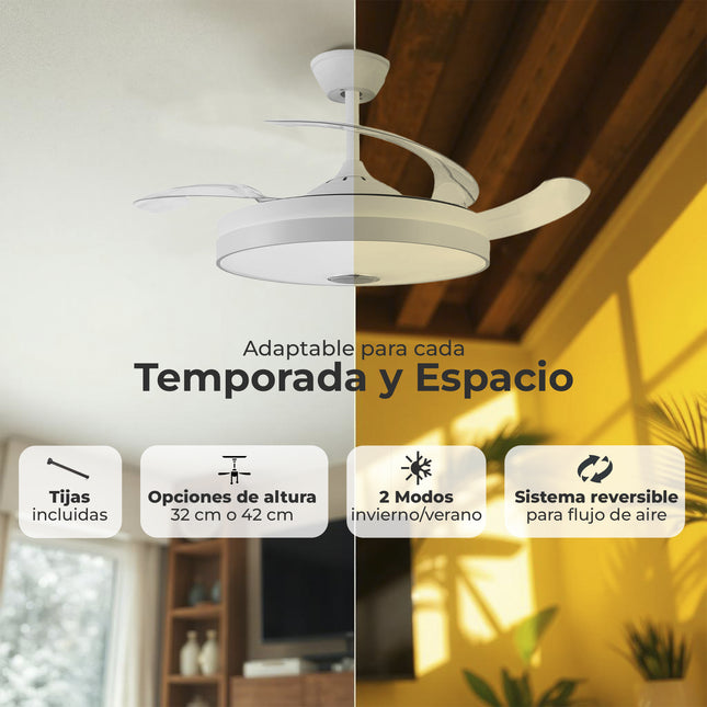 Ventilador de techo con Múscia y luz LED RGB