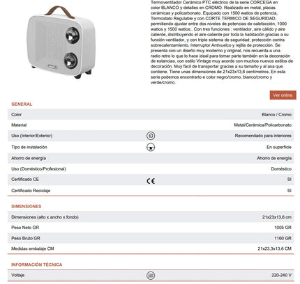 Calefactor para Hogar Portátil