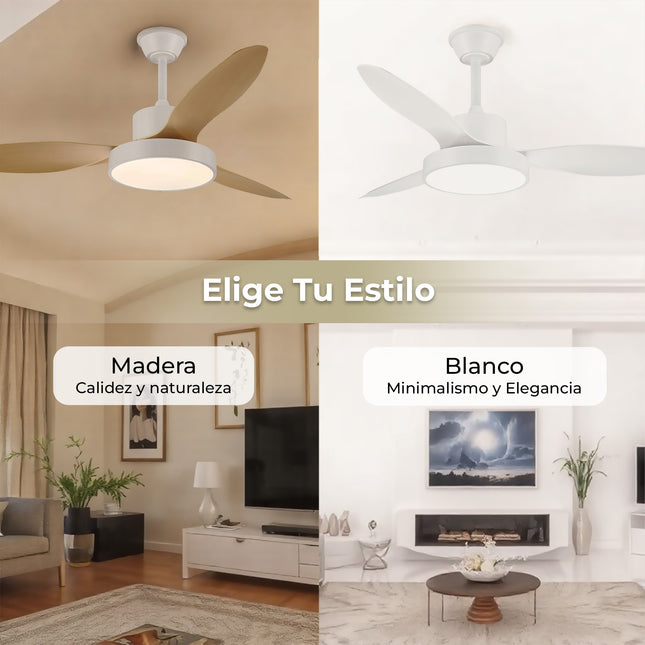 Ventilador de Techo con Luz LED y Aspas Reversibles