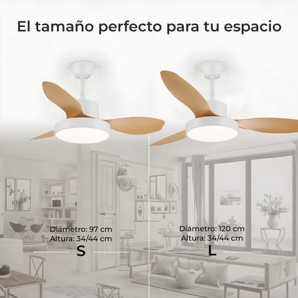 Ventilador de Techo con Luz LED y Aspas Reversibles