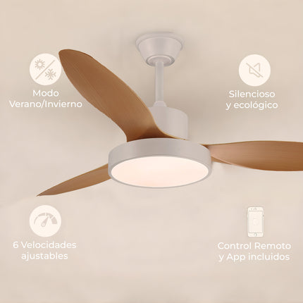Ventilador de Techo con Luz LED y Aspas Reversibles