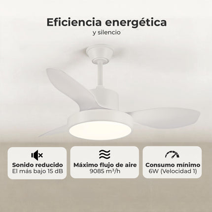 Ventilador de Techo con Luz LED y Aspas Reversibles