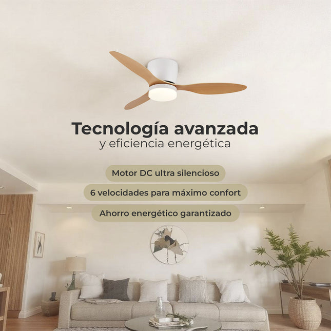 Ventilador de Techo con Luz LED y Aspas Reversibles